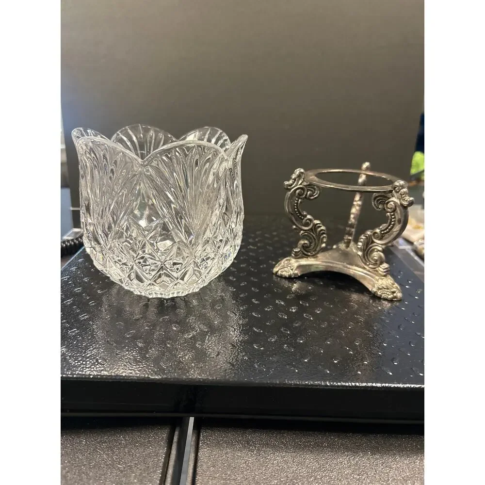 Godinger Lead Crystal Candle Holder - Picture 2 of 4